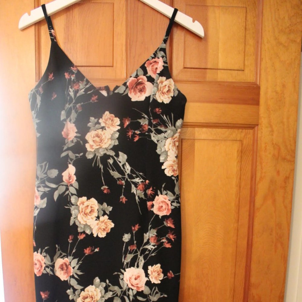 Bloomingdale's Aqua Floral Wedding Guest Dress